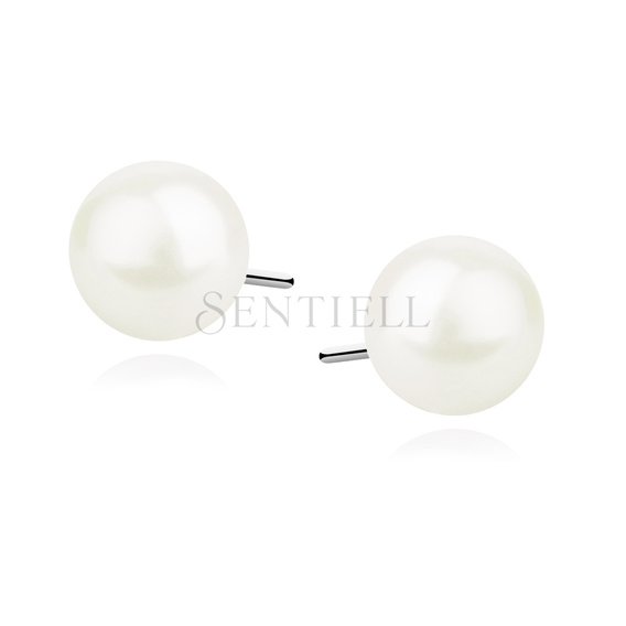 Pendientes en plata de ley 925 con perla blanca