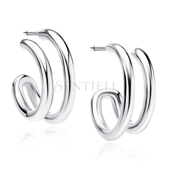 Silver (925) double hoop earrings