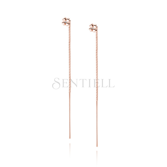 Silver (925) earrings rose gold-plated clover