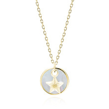 Silver (925) gold-plated necklace - star in a circle with Mother of pearl