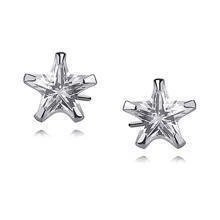 Silver (925) earrings white zirconia 7 x 7mm stars