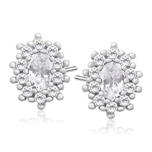 Silver (925) Earrings white zirconia