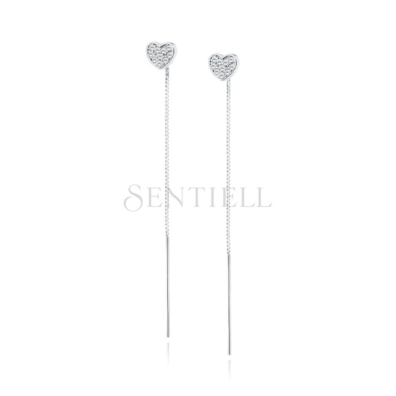 Silver (925) hearts earrings with zirconias