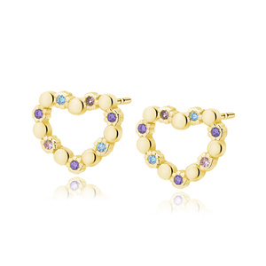 Silver (925) gold-plated earrings heart with zirconias