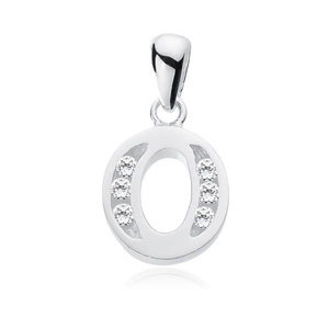 Silver (925) pendant white zirconia - letter O