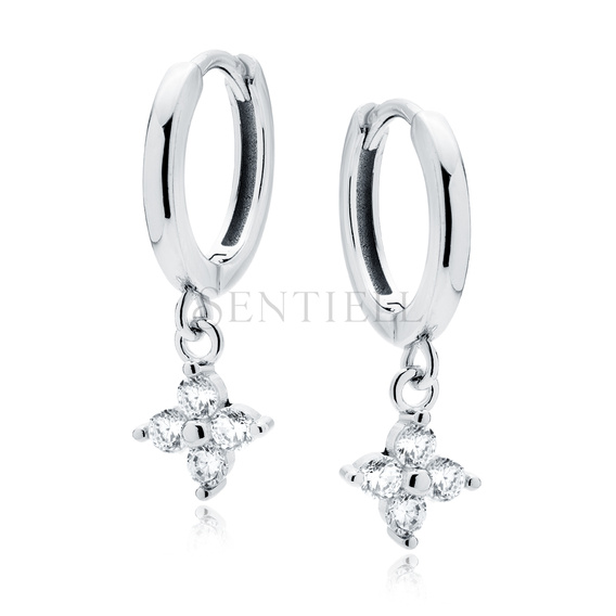 Silver (925) earrings flower with white zirconias