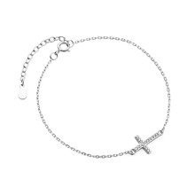 Silver (925) bracelet - cross with zirconia