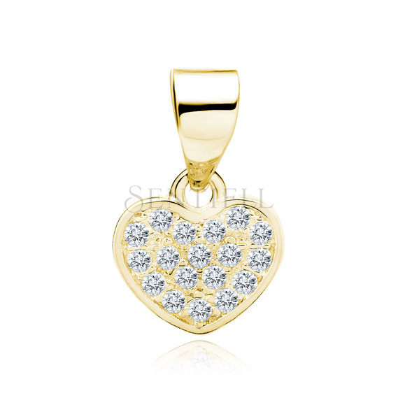 Silver (925) pendant - heart with zirconia, gold-plated