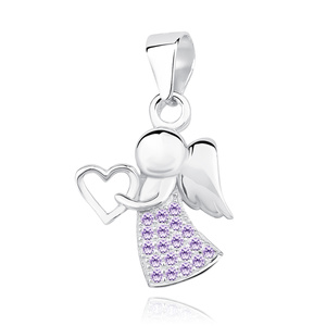 Silver (925) pendant with amethyst zirconias - angel