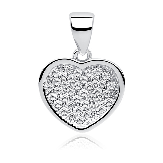 Silver (925) pendant white zirconia - heart small