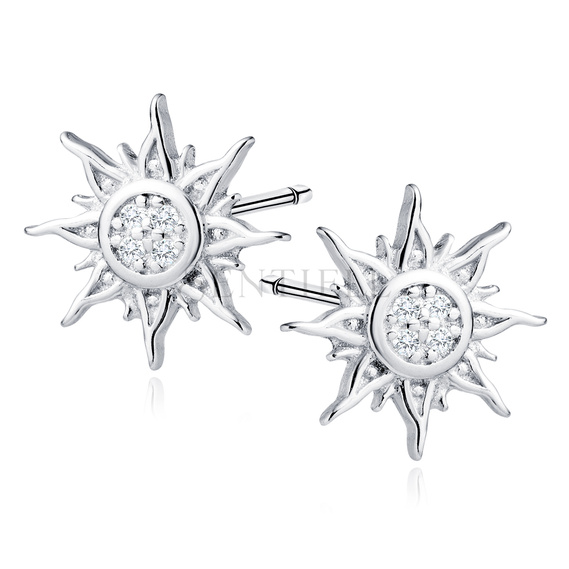 Silver (925) earrings suns with white zirconias