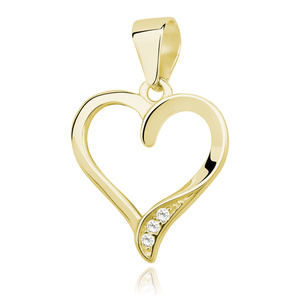 Silver (925) gold-plated pendant - heart with zirconia