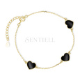 Silver (925) gold-plated bracelet - heart with black enamel