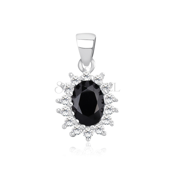 Silver (925) elegant pendant with black zirconia