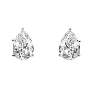 Silver (925) earrings tear-shaped white zirconia 7mm x 9mm