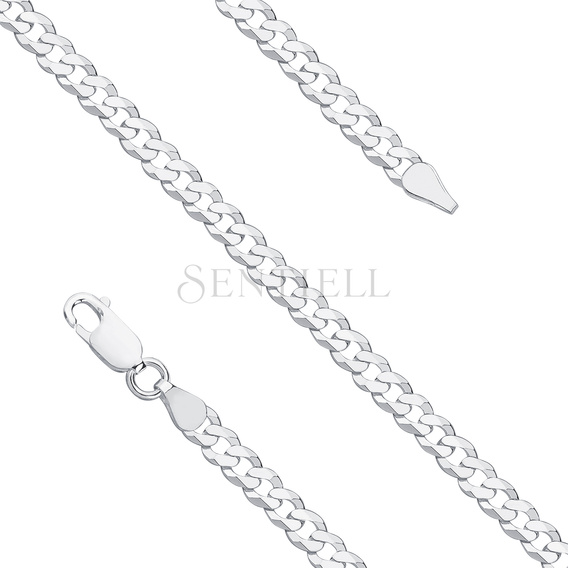 Silver (925) diamond-cut bracelet - curb extra flat Ø 120