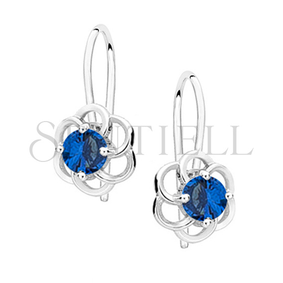 Silver (925) elegant earrings - flowers with sapphire zirconia