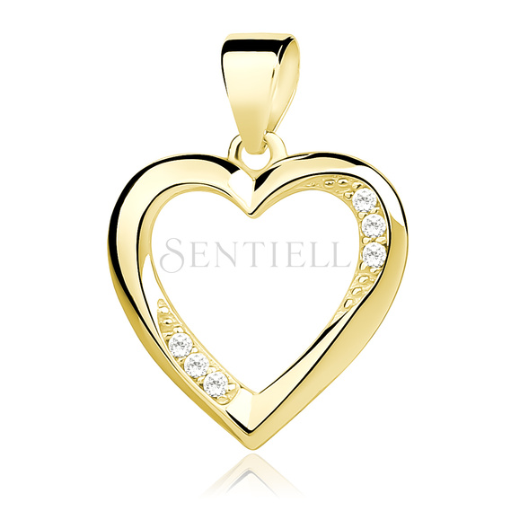 Silver (925) pendant white zirconia - hollow heart