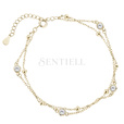 Silver (925) gold-plated bracelet with balls and white zirconias