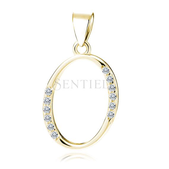 Silver (925) gold-plated pendant white zirconias - letter O