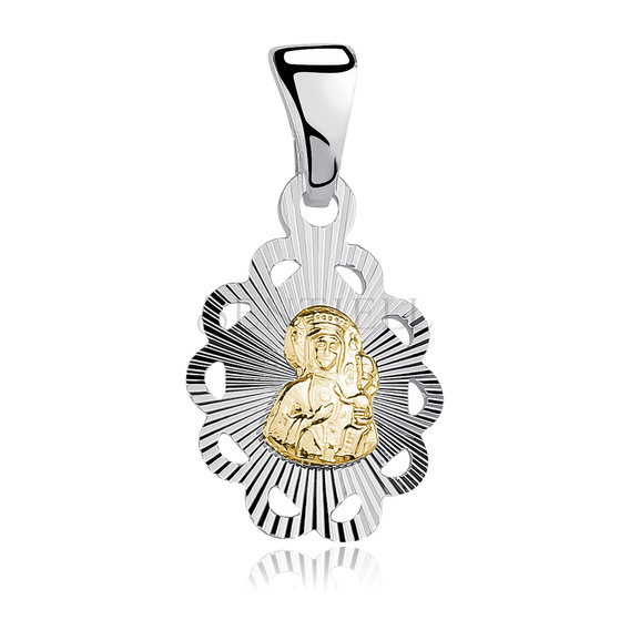 Colgante de Plata de ley 925 Virgen María / Virgen Negra chapado en oro