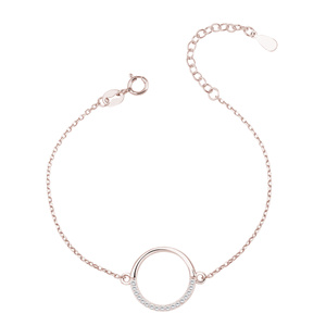 Silver (925) rose gold - plated bracelet - circle with zirconia