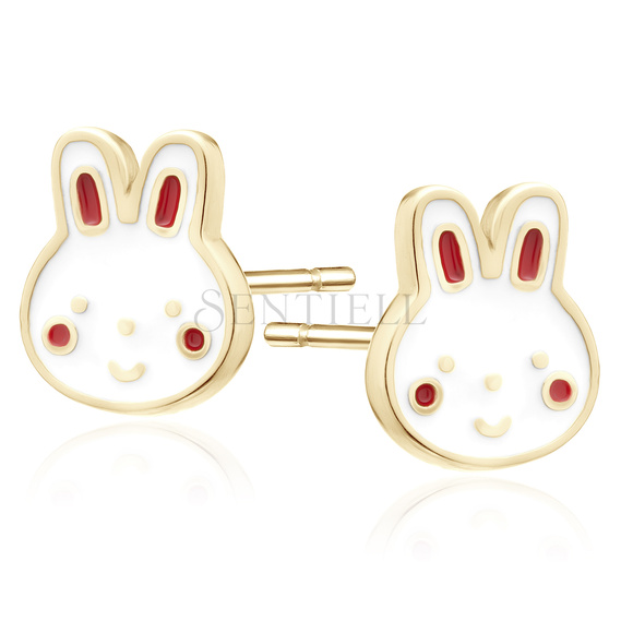 Silver (925) enameled gold-plated earrings - rabbits