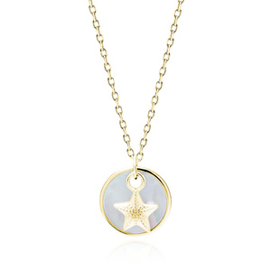 Silver (925) gold-plated necklace - star in a circle with Mother of pearl