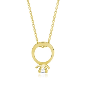 Silver (925) necklace with ring pendant - gold-plated