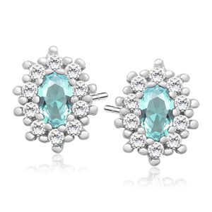 Silver (925) Earrings aquamarine colored zirconia