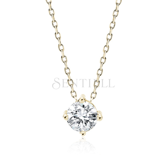 Silver (925) gold-plated necklace with white zirconia