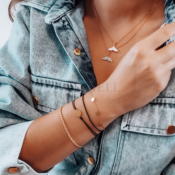 Silver (925) necklace whale tail with white enamel - rose gold-plated
