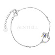 Pulsera de plata de ley 925 - unicornio con circonitas de varios colores y ojo de zafiro