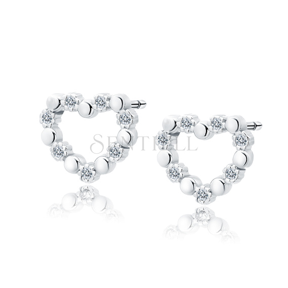 Silver (925) earrings heart with zirconias