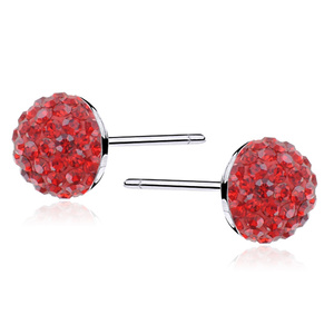 Silver (925) red earrings - half ball