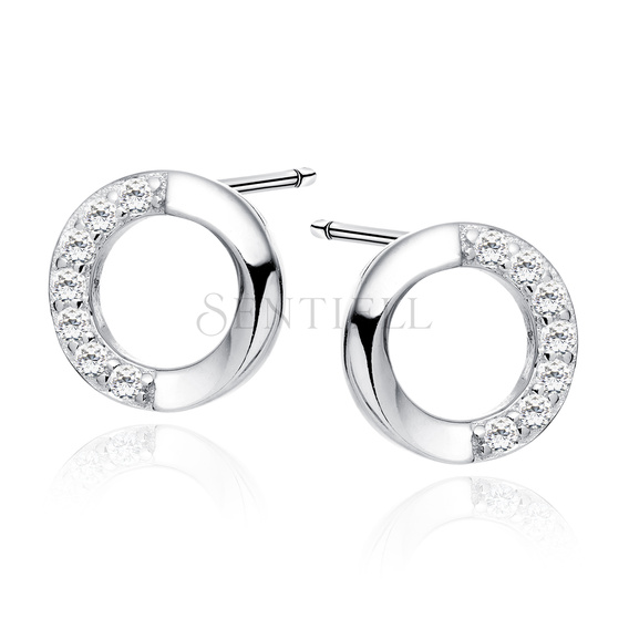 Silver (925) earrings circles with white zirconias