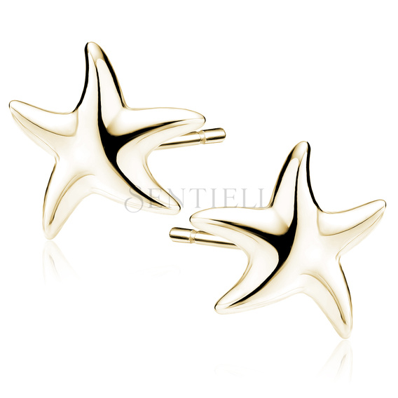 Pendientes de plata de ley 925 chapados en oro - estrellas de mar
