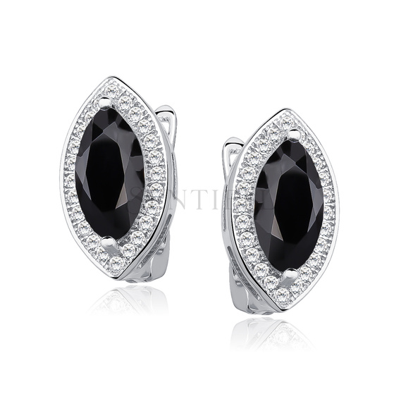 Silver (925) earrings with black zirconia