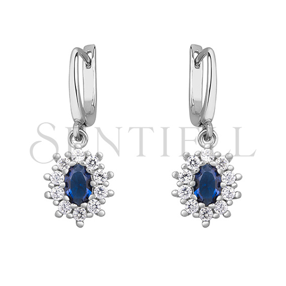 Silver (925) Earrings sapphire colored zirconia