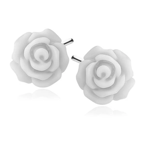 Silver (925) earrings roses - light gray