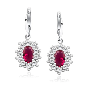 Silver (925) Earrings ruby colored zirconia