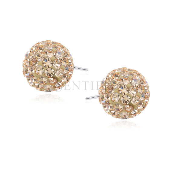 Silver (925) earrings peach disco ball