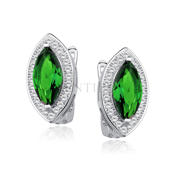 Silver (925) earrings with emerald zirconia