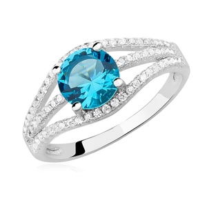 Silver (925) ring with aquamarine zirconia