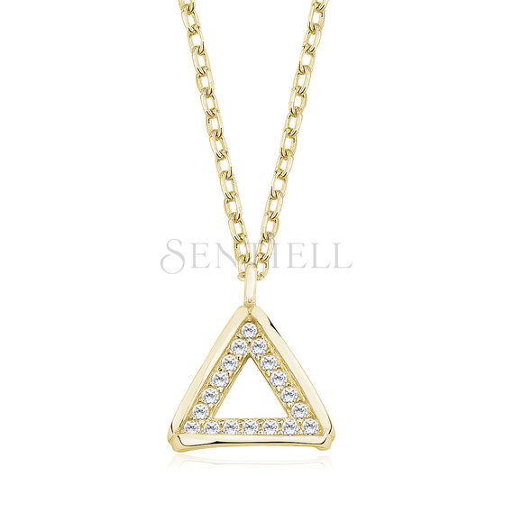 Silver gold-plated (925) necklace  - triangle with zirconia