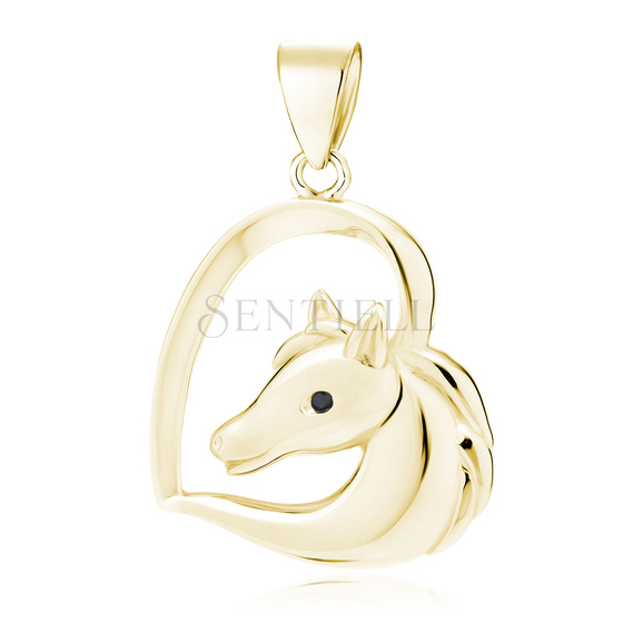 Silver (925) gold-plated heart pendant - horse with black eye