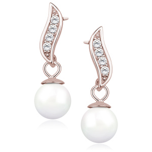 Silver (925) pearl earrings with zirconia rose gold-plated