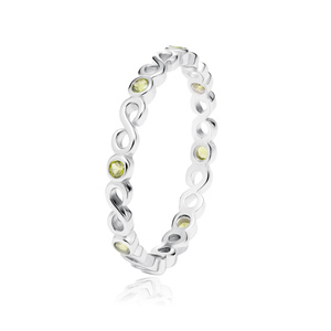 Silver (925) subtle ring with olive zirconia - Infinity