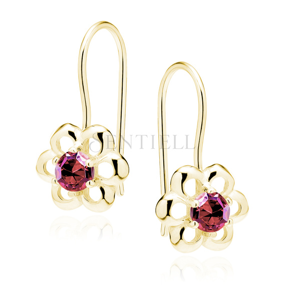 Silver (925) gold-plated Earrings ruby zirconia