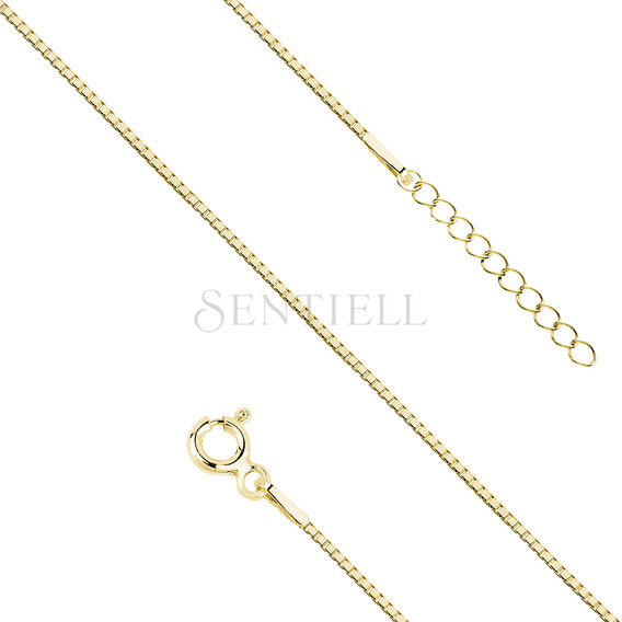 Tobillera tipo veneciana de caja en Plata de ley 925, tallada a diamante - chapada en oro